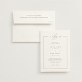 "Framed Monogram" - Wedding Invitations in Silk by Kelly Schmidt - Invitation with Envelope