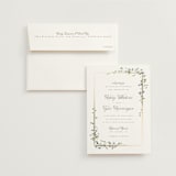 "Flowering Vine" - Wedding Invitations in Bluebell by Everett Paper Goods - Invitation with Envelope