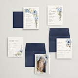 "Timeless Blooms" - Wedding Invitations in Azure by Susan Moyal - Invitation Suite