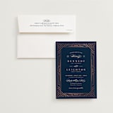 "Opulent Border" - Wedding Invitations in Dark Navy by Hooray Creative - Invitation with Envelope