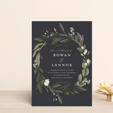 "Greenery Crown" - Wedding Invitations in Midnight by Susan Moyal - Front