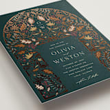 "Autumnal Arch" - Wedding Invitations in Deep Sea by Erin German - Detail