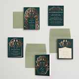"Autumnal Arch" - Wedding Invitations in Deep Sea by Erin German - Invitation Suite