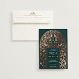 "Autumnal Arch" - Wedding Invitations in Deep Sea by Erin German - Invitation with Envelope