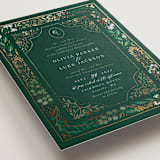 "Illuminated Storybook" - Wedding Invitations in Evergreen by Alethea and Ruth - Detail