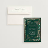 "Illuminated Storybook" - Wedding Invitations in Evergreen by Alethea and Ruth - Invitation with Envelope