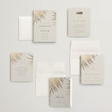 "Gilded Palm" - Wedding Invitations in Sand by Melinda Denison - Invitation Suite