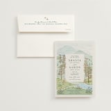 "Mountaintop" - Wedding Invitations in Evergreen by Paper Sun Studio - Invitation with Envelope