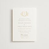 "floral crest" - Wedding Invitations in Champagne by Cass Loh - Front