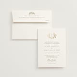 "floral crest" - Wedding Invitations in Champagne by Cass Loh - Invitation with Envelope