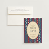 "Woven" - Wedding Invitations in Navy by Baumbirdy - Invitation with Envelope