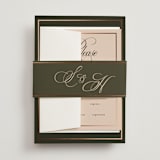 "Playbill" - Wedding Invitations in Midnight Forest by Morgan Kendall - Assembled with Belly Band
