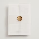 "Boho flower crest" - Wedding Invitations in Ivory by Cass Loh - Assembled with Vellum Wrap and Wax Seal