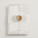 "Kareem" - Wedding Invitations in Evergreen by Oma N. Ramkhelawan - Assembled with Vellum Wrap and Wax Seal