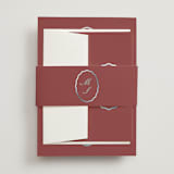 "Scallop Frame" - Wedding Invitations in Burgundy by Baumbirdy - Assembled with Belly Band