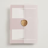 "Scallop Frame" - Wedding Invitations in Burgundy by Baumbirdy - Assembled with Vellum Wrap and Wax Seal