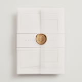 "Luster" - Wedding Invitations in Cotton by Stacey Meacham - Assembled with Vellum Wrap and Wax Seal