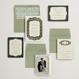 "Frame" - Wedding Invitations in Emerald by Jen Owens - Invitation Suite