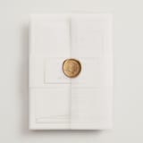 "Lustre" - Wedding Invitations in Cloud by Nicole Walsh - Assembled with Vellum Wrap and Wax Seal