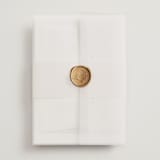 "Embrace" - Wedding Invitations in Cloudy by Jennifer Postorino - Assembled with Vellum Wrap and Wax Seal