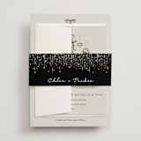 "Hand Illustrated Whimsical Chandelier" - Wedding Invitations in Noir by Jackie Crawford - Assembled with Belly Band