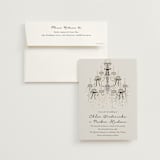"Hand Illustrated Whimsical Chandelier" - Wedding Invitations in Noir by Jackie Crawford - Invitation with Envelope