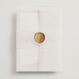 "Manuet" - Wedding Invitations in Vanilla by Petra Kern - Assembled with Vellum Wrap and Wax Seal