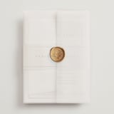 "Contemplate" - Wedding Invitations in Sand by Janean Hinger - Assembled with Vellum Wrap and Wax Seal