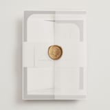 "Tuxedo" - Wedding Invitations in Black Tie by Carolyn Nicks - Assembled with Vellum Wrap and Wax Seal