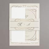"Simple Art Nouveau" - Wedding Invitations in Cream by Katie Zimpel - Assembled with Belly Band