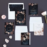 "Pressed Flowers" - Wedding Invitations in Navy by Phrosné Barwood - Invitation Suite