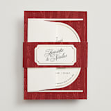 "Moiré" - Wedding Invitations in Crimson by Studio Suku - Assembled with Belly Band