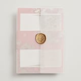 "Happiness" - Wedding Invitations in Cherry by Shannon Chen of Four Wet Feet Studio - Assembled with Vellum Wrap and Wax Seal
