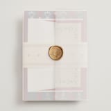 "Woven" - Wedding Invitations in Navy by Baumbirdy - Assembled with Vellum Wrap and Wax Seal