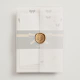 "Tuileries" - Wedding Invitations in Golden by Claudia Orengo - Assembled with Vellum Wrap and Wax Seal