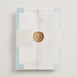 "Josephine" - Wedding Invitations in Marine by Jackie Crawford - Assembled with Vellum Wrap and Wax Seal