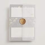 "Nouveau flowers" - Wedding Invitations in Onyx by Ana de Sousa - Assembled with Vellum Wrap and Wax Seal