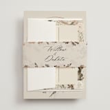 "Botanical Edge" - Wedding Invitations in Latte by Susan Moyal - Assembled with Belly Band