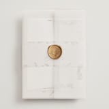 "Botanical Edge" - Wedding Invitations in Latte by Susan Moyal - Assembled with Vellum Wrap and Wax Seal