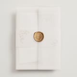 "Everly" - Wedding Invitations in Latte by Kristie Kern - Assembled with Vellum Wrap and Wax Seal