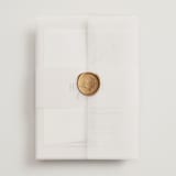 "Mirin" - Wedding Invitations in Linen by Kate Ahn - Assembled with Vellum Wrap and Wax Seal