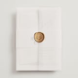 "Mirin" - Wedding Invitations in Diamond by Kate Ahn - Assembled with Vellum Wrap and Wax Seal