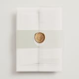 "Palm Monogram" - Wedding Invitations in Leaf by Olivia Raufman - Assembled with Vellum Wrap and Wax Seal