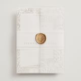 "By the Seashore" - Wedding Invitations in Pearl by Maria Alou - Assembled with Vellum Wrap and Wax Seal