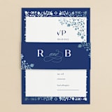 "Pomegranate Floral Frame" - Wedding Invitations in Royal by Nam Bourassa - Assembled with Belly Band