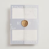 "Pomegranate Floral Frame" - Wedding Invitations in Royal by Nam Bourassa - Assembled with Vellum Wrap and Wax Seal