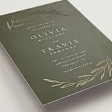 "Leaves" - Wedding Invitations in Moss by Kelly Schmidt - Detail