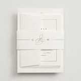 "Framed Monogram" - Wedding Invitations in Silk by Kelly Schmidt - Assembled with Belly Band