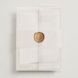 "Mountain" - Wedding Invitations in Latte by Lori Wemple - Assembled with Vellum Wrap and Wax Seal