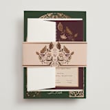 "Autumnal Arch" - Wedding Invitations in Leaf by Erin German - Assembled with Belly Band